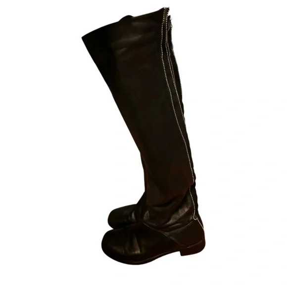 Stuart Weitzman Black Leather knee high boots with silver beads size 9 - Picture 9 of 11